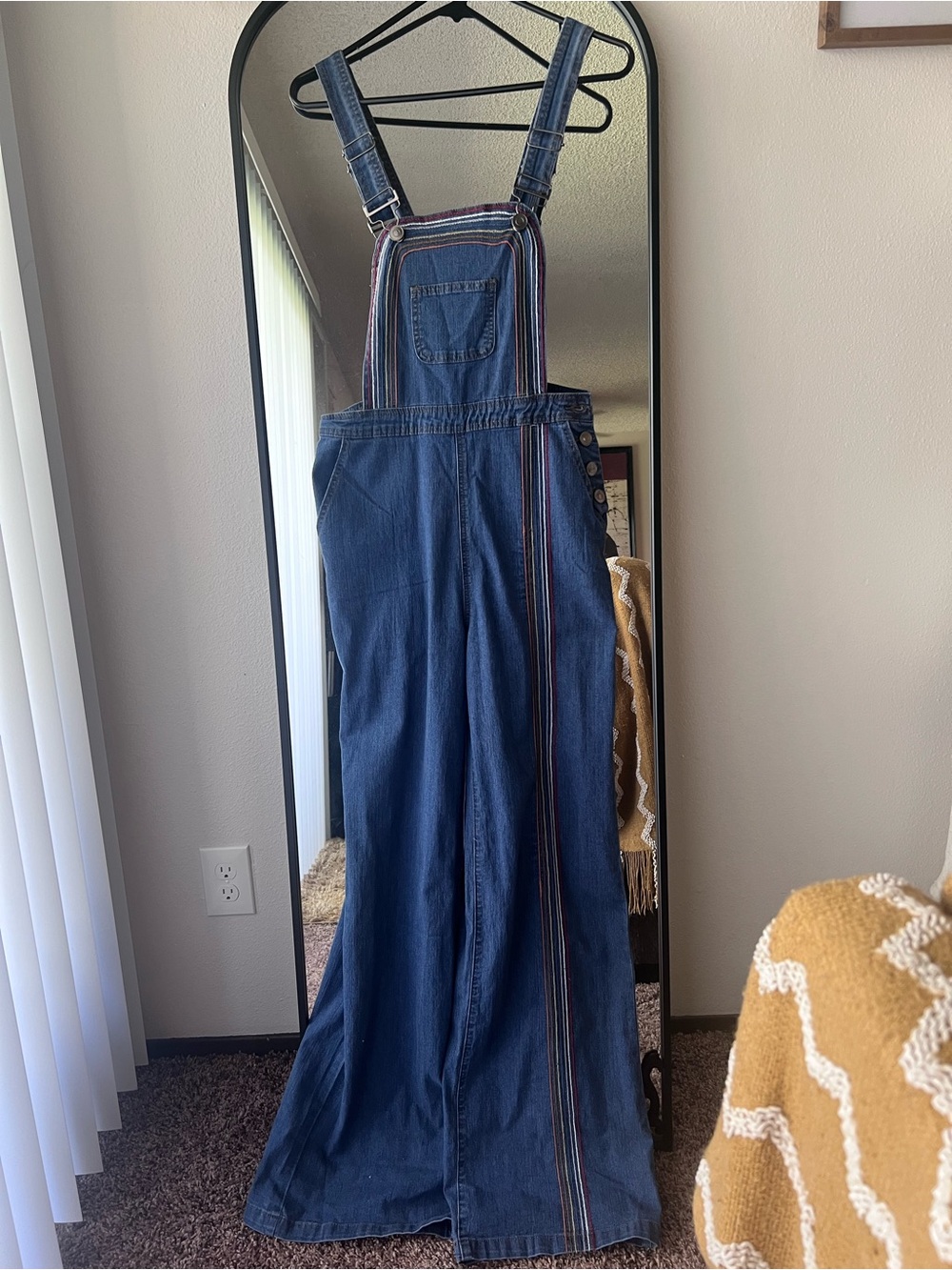 ModCloth Wide Leg Rainbow Embroidered Overall